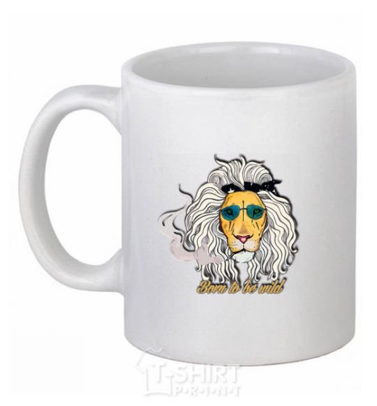 Ceramic mug Born to be wild lion White фото