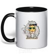 Mug with a colored handle Born to be wild lion black фото