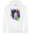 Men`s hoodie Bright lion butterfly White фото