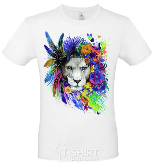 Men's T-Shirt Bright lion butterfly White фото