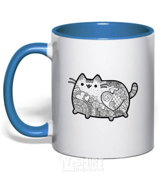 Mug with a colored handle Hindi kitty 2 royal-blue фото