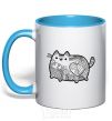 Mug with a colored handle Hindi kitty 2 sky-blue фото