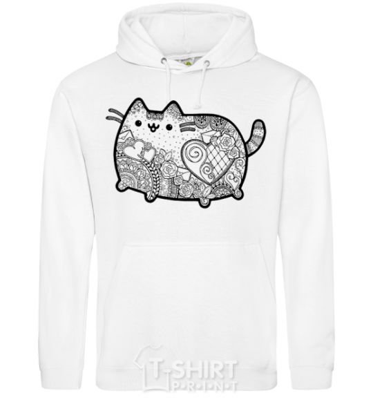 Men`s hoodie Hindi kitty 2 White фото