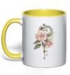 Mug with a colored handle Clock in colors yellow фото