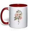 Mug with a colored handle Clock in colors red фото