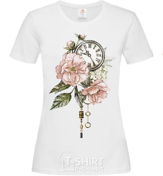 Women's T-shirt Clock in colors White фото