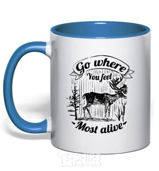 Mug with a colored handle Go where you feel most alive royal-blue фото