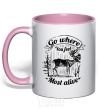 Mug with a colored handle Go where you feel most alive light-pink фото