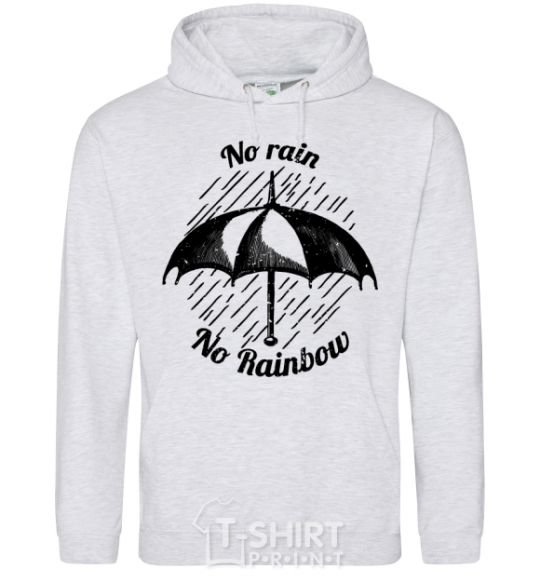 Men`s hoodie No rain no rainbow sport-grey фото