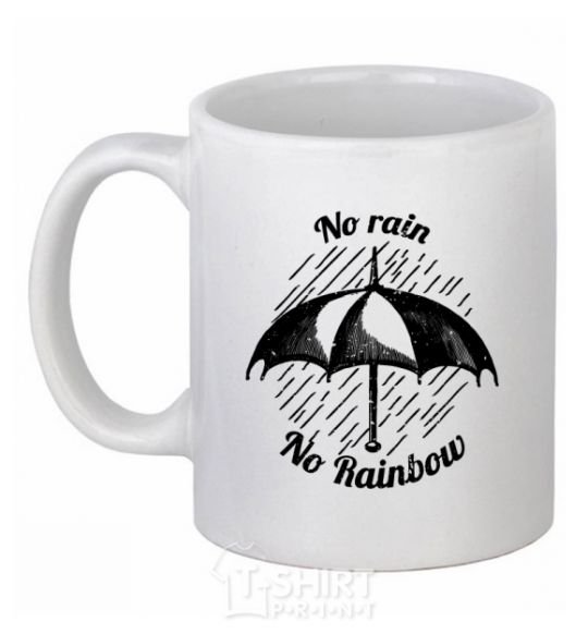 Чашка керамическая No rain no rainbow Белый фото