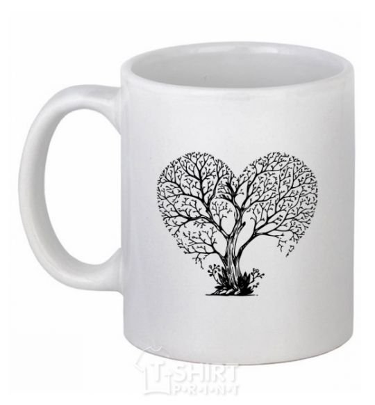 Ceramic mug Tree heart White фото