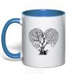 Mug with a colored handle Tree heart royal-blue фото