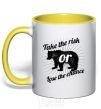 Mug with a colored handle Take the risk or lose the chance yellow фото