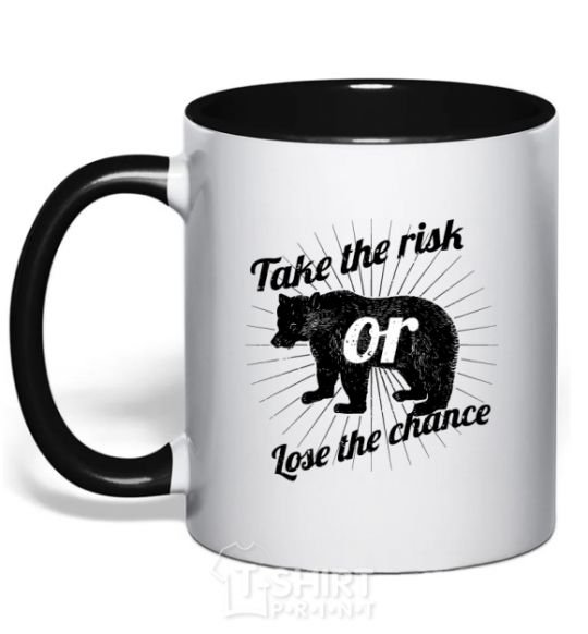Mug with a colored handle Take the risk or lose the chance black фото