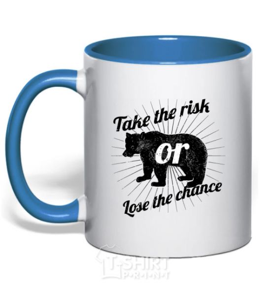 Mug with a colored handle Take the risk or lose the chance royal-blue фото