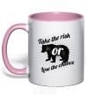 Mug with a colored handle Take the risk or lose the chance light-pink фото