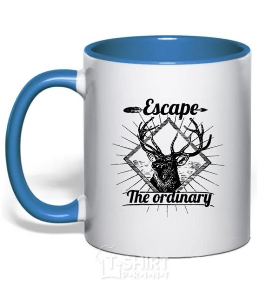 Mug with a colored handle Escape the ordinary royal-blue фото