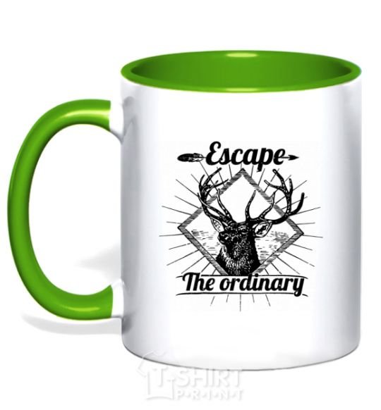 Mug with a colored handle Escape the ordinary kelly-green фото