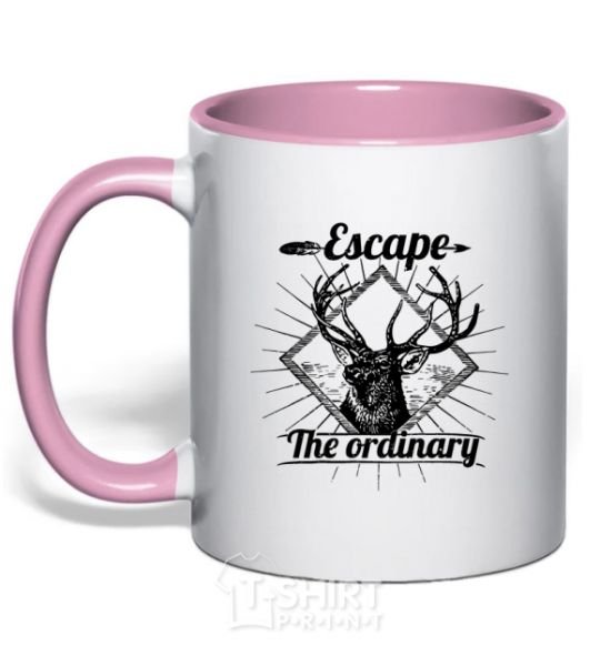 Mug with a colored handle Escape the ordinary light-pink фото