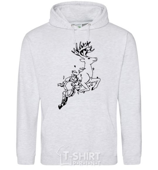 Men`s hoodie A deer in a jump sport-grey фото