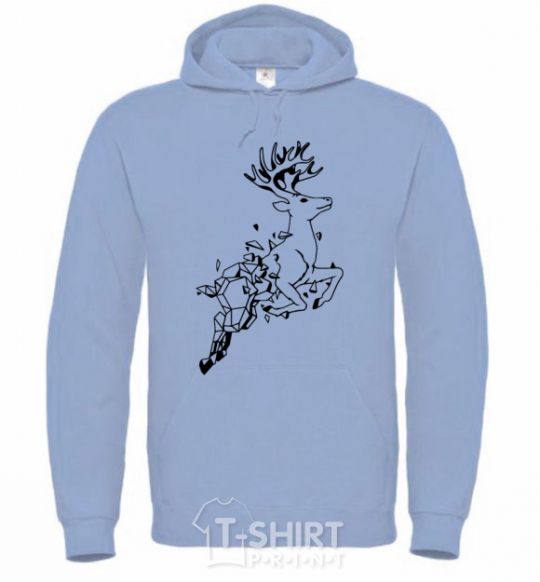 Men`s hoodie A deer in a jump sky-blue фото