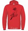 Men`s hoodie A deer in a jump bright-red фото