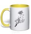 Mug with a colored handle A deer in a jump yellow фото