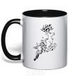 Mug with a colored handle A deer in a jump black фото