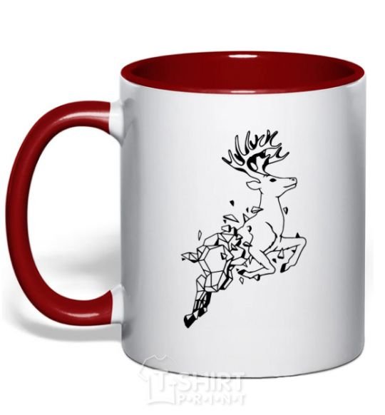 Mug with a colored handle A deer in a jump red фото