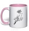 Mug with a colored handle A deer in a jump light-pink фото