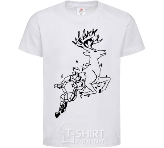 Kids T-shirt A deer in a jump White фото