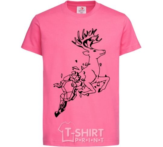 Kids T-shirt A deer in a jump heliconia фото