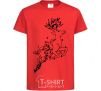 Kids T-shirt A deer in a jump red фото