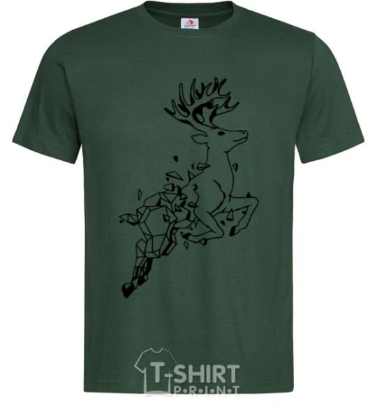 Men's T-Shirt A deer in a jump bottle-green фото