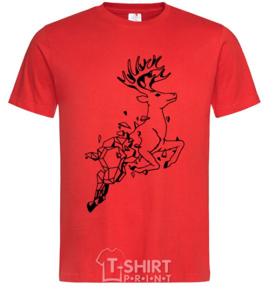 Men's T-Shirt A deer in a jump red фото