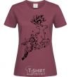 Women's T-shirt A deer in a jump burgundy фото