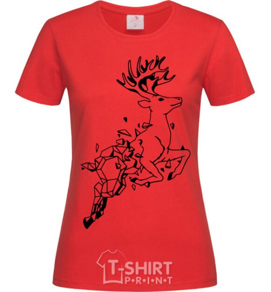 Women's T-shirt A deer in a jump red фото
