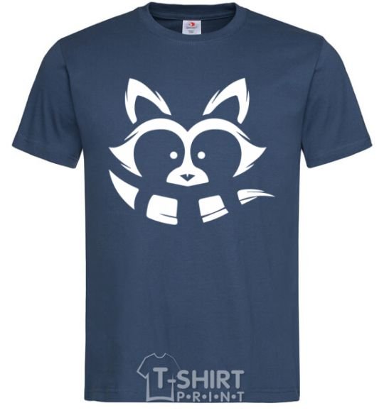 Men's T-Shirt White raccoon navy-blue фото