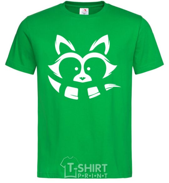 Men's T-Shirt White raccoon kelly-green фото