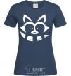 Women's T-shirt White raccoon navy-blue фото