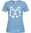 Women's T-shirt White raccoon sky-blue фото