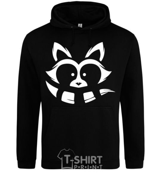 Men`s hoodie White raccoon black фото