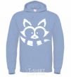 Men`s hoodie White raccoon sky-blue фото