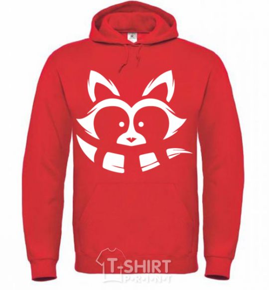 Men`s hoodie White raccoon bright-red фото