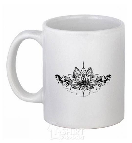 Ceramic mug Lotus pattern White фото