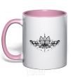 Mug with a colored handle Lotus pattern light-pink фото