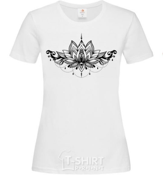 Women's T-shirt Lotus pattern White фото
