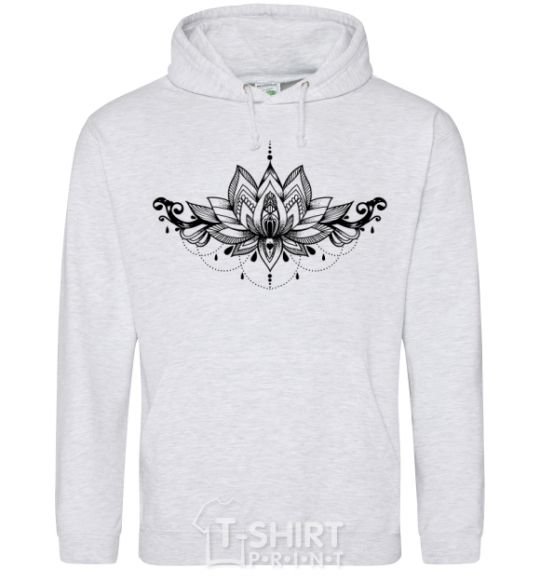 Men`s hoodie Lotus pattern sport-grey фото