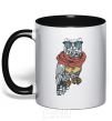 Mug with a colored handle Owl style black фото