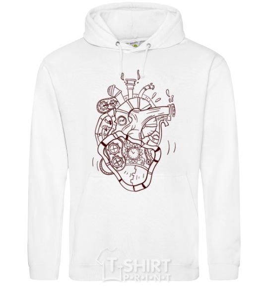 Men`s hoodie The heart is mechanical White фото